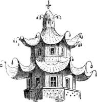 Chinesisch Pavillon, Jahrgang Illustration. vektor