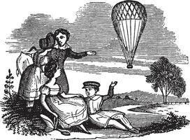 Heißluftballon, Vintage Illustration. vektor