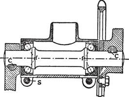 Kurbel Achse Lager, Jahrgang Illustration. vektor