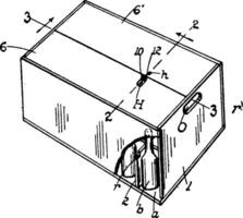 Verpackung und Versand Fall, Jahrgang Illustration. vektor