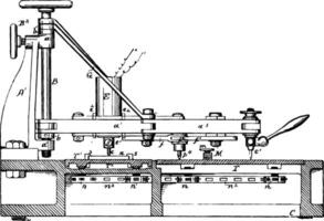 Pantograph Maschine Mauer montiert Spiegel Jahrgang Gravur. vektor