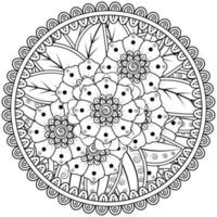 kreisförmiges Muster in Form von Mandala mit Blume für Henna, Mehndi, Tätowierung, Dekoration. vektor