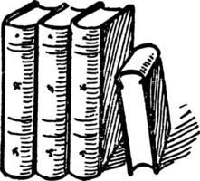 vier Bücher oder Buch von Unterlagen Jahrgang Gravur. vektor