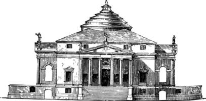Villa durch Palladio das Kompositionen von Palladio damit gefeiert Jahrgang Gravur. vektor