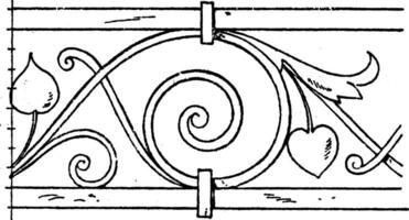 Schmiedeeisen wellenförmig Band ist ein Design auf ein Gitter von ein Balkon, Jahrgang Gravur. vektor