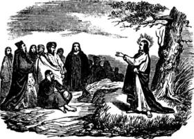 Jesus predigt zu ein Menge Jahrgang Illustration. vektor