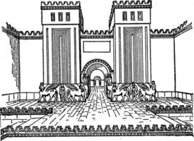 Khorsabad Palast Tor, Sargon, Jahrgang Gravur. vektor