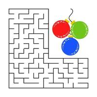 abstraktes quadratisches Labyrinth mit einem Farbbild. Runde Weihnachtskugeln. ein interessantes und nützliches Spiel für Kinder. einfache flache Vektorillustration lokalisiert auf weißem Hintergrund. vektor