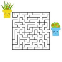 abstraktes quadratisches Labyrinth. ein interessantes und nützliches Spiel für Kinder. Finde den Weg von der Blume zur Blume. einfache flache Vektorillustration lokalisiert auf weißem Hintergrund. vektor