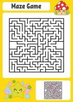 abstraktes quadratisches Labyrinth. Arbeitsblätter für Kinder. Spielpuzzle für Kinder. süßer Stern und Pilz. ein Eingang, ein Ausgang. Labyrinth Rätsel. Vektor-Illustration. mit Antwort. vektor