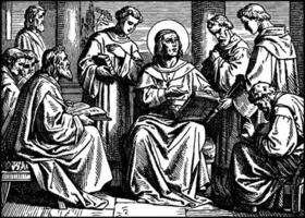 Heilige Augustinus von Nilpferd unterrichtet von seine Schriften Jahrgang Illustration. vektor