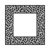 schwarzes abstraktes quadratisches Labyrinth mit einem Platz für Ihr Bild. ein interessantes und nützliches Spiel für Kinder. eine einfache flache Vektorillustration lokalisiert auf einem weißen Hintergrund. vektor