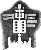 Fußboden planen von das großartig Tempel, abu simbel, Jahrgang Gravur. vektor