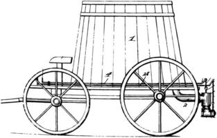 vier auf Rädern Straße Sprinkler Jahrgang Illustration. vektor