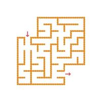 ein farbiges quadratisches Labyrinth mit Ein- und Ausgang. einfache flache Vektorillustration lokalisiert auf weißem Hintergrund. mit Platz für deine Zeichnungen vektor