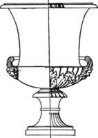 antik krater är tillverkad ut av marmor, årgång gravyr. vektor