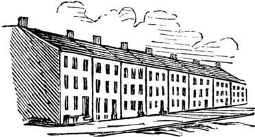 rad hus årgång illustration. vektor