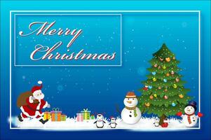fröhlich Weihnachten Hintergrund mit bunt Santa und Kiefer Baum zum Ihre saisonal Flyer und Schöne Grüße Karte oder Party Thema Einladungen. Vektor Illustration.