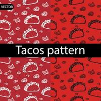 Essen Muster, Vorlage mit Tacos, schnell Lebensmittel, zum Design Hintergründe vektor