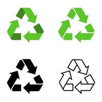 Recycling Symbole einstellen isoliert auf Weiß Hintergrund. Pfeil Das dreht sich endlos recycelt Konzept. recyceln Öko Symbol, Ökologie Symbole Sammlung Recycling Müll. Vektor Illustration.