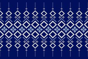 Indigo Marine Blau geometrisch traditionell ethnisch Muster Ikat nahtlos Muster Rand abstrakt Design zum Stoff drucken Stoff Kleid Teppich Vorhänge und Sarong aztekisch afrikanisch indisch indonesisch vektor