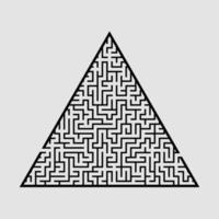 kompliziertes großes dreieckiges Labyrinth. Spiel für Kinder und Erwachsene. Puzzle für Kinder. Labyrinth Rätsel. flache Vektorillustration lokalisiert auf grauem Hintergrund. vektor