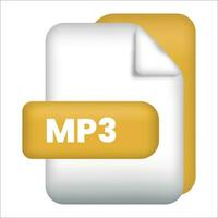 mp3 Datei Format Symbol. mp3 Datei Format 3d machen Symbol mit transparent Hintergrund. mp3 Datei Format dokumentieren Farbe Symbol Vektor