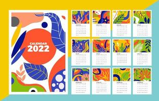 blommig kalender 2022 vektor