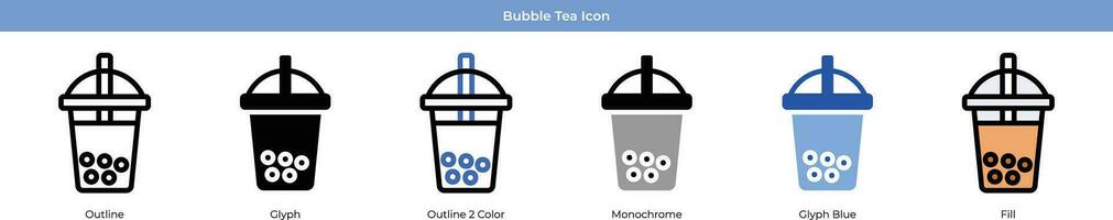 bubbla te uppsättning med 6 stil vektor