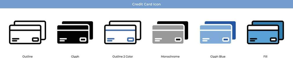 kreditera kort uppsättning med 6 stil vektor