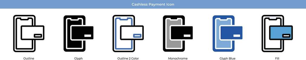 kontantlös betalning uppsättning med 6 stil vektor