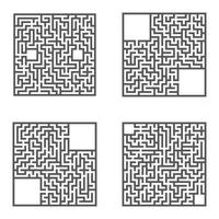 en uppsättning labyrinter. spel för barn. pussel för barn. labyrint gåta. platt vektor illustration.