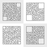 eine Reihe von Labyrinthen. Spiel für Kinder. Puzzle für Kinder. Labyrinth Rätsel. flache Vektorillustration. vektor