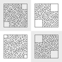 en uppsättning labyrinter. spel för barn. pussel för barn. labyrint gåta. platt vektor illustration.