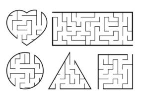 eine Reihe von Labyrinthen. Spiel für Kinder. Puzzle für Kinder. Labyrinth Rätsel. Vektor-Illustration. vektor