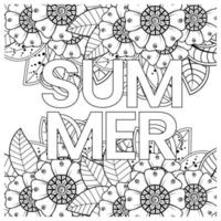 Hallo Sommer-Banner-Vorlage mit Mehndi-Blume vektor