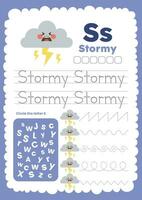 platt design vektor väder Flash-kort kalkylblad tryckbar för barn aktivitet