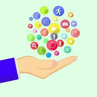 Sozial Medien Daten im Hand. das Konzept von Zugriff zu Sozial Medien Daten und Eigentum von online Inhalt vektor
