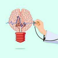 hjärna Glödlampa och de läkare är kontroll de aning. intelligens mätning.vektor illustration vektor