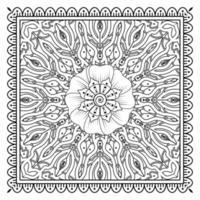 Mehndi-Blume, dekorative Verzierung im ethnisch-orientalischen Stil, Doodle-Ornament, Umrisshandzeichnung. Malbuchseite. vektor