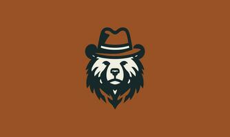 Kopf Bär tragen Hut Vektor Logo Design