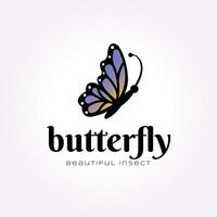 einfach Logo von fliegend Blau Schmetterling, Raupe Jahrgang Vektor Insekt