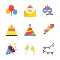 Party Feier Icons Set vektor