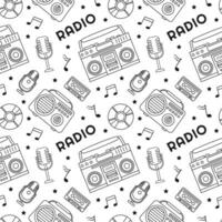 Radio nahtlos Muster Illustration Design mit Spieler zum Aufzeichnung und Hören zu Musik- im eben Karikatur Vorlage vektor