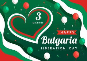 Lycklig bulgarien befrielse dag vektor illustration på Mars 3 med bulgarian flagga och band i nationell Semester platt tecknad serie bakgrund design