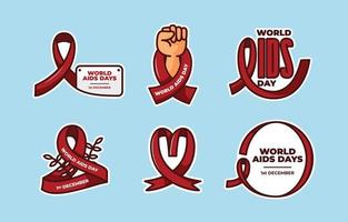 Stickerset zum Welt-Aids-Tag vektor