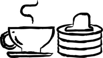 pannkaka med brygga hand dragen vektor illustration