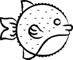 puffer fisk hand dragen vektor illustration