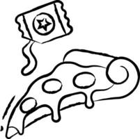 pizza skiva hand dragen vektor illustration