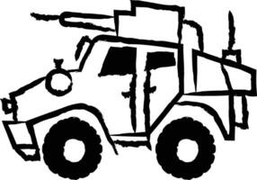 militär fordon hand dragen vektor illustration